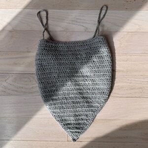 Grey Crochet Bandana Crop Top - Handmade